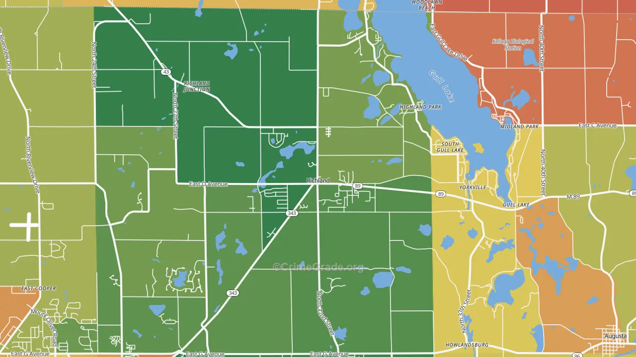 Richland, MI Map of Robbery Rates