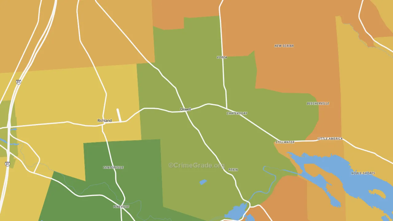 Richland, NY Map of Robbery Rates