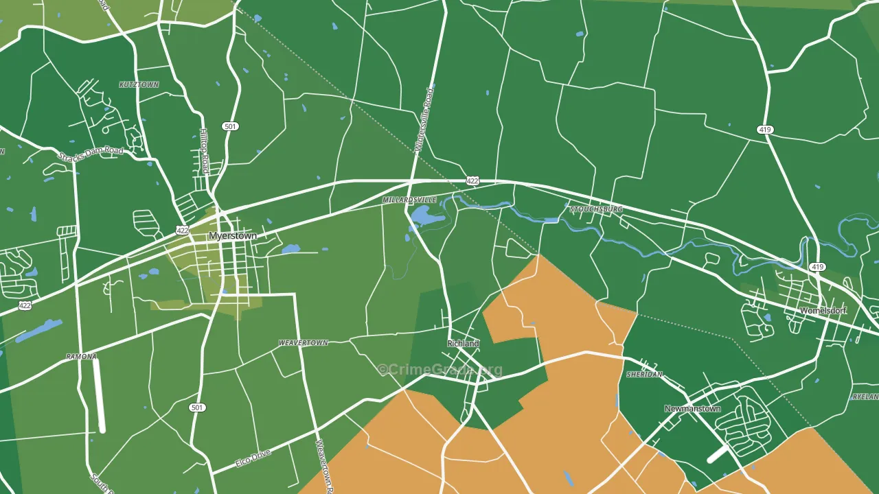 Richland, PA Map of Robbery Rates