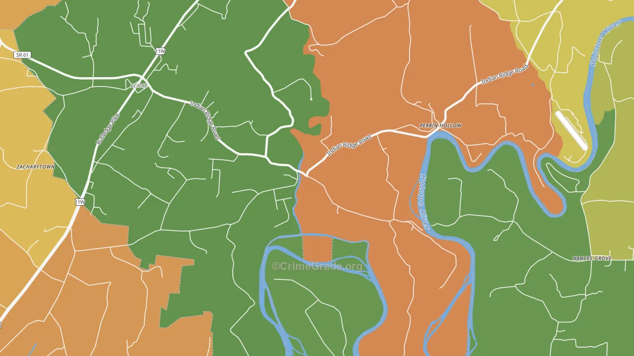 Richland, TN Map of Robbery Rates