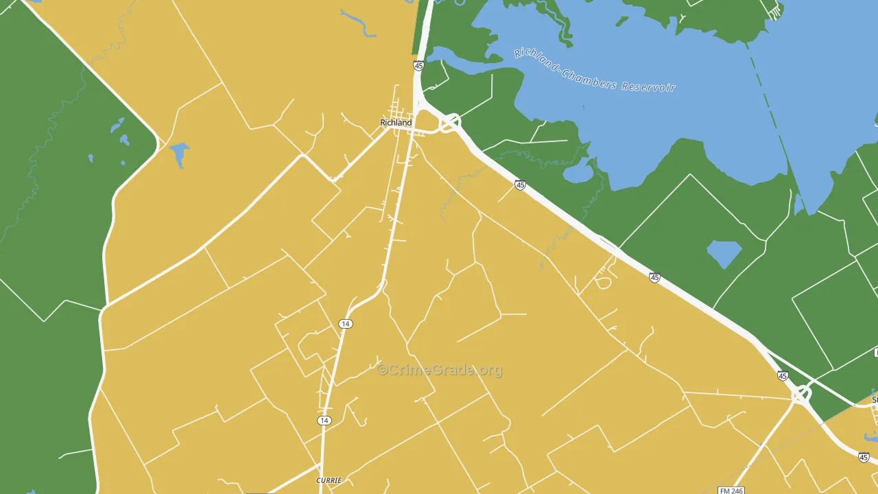 Richland, TX Map of Robbery Rates