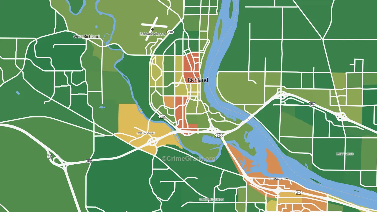 Richland, WA Map of Robbery Rates
