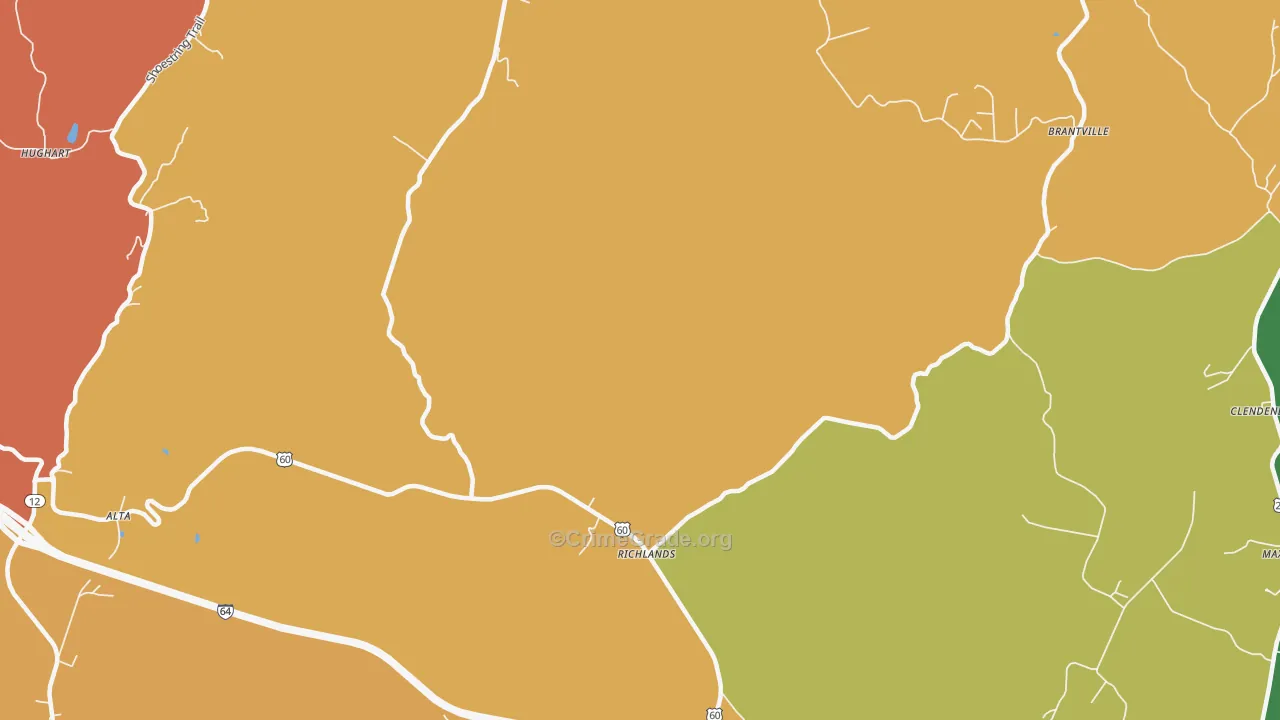 Richland, WV Map of Robbery Rates