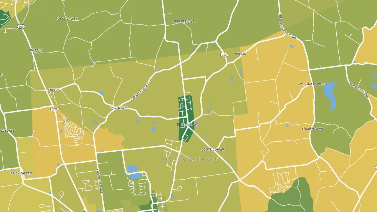 Richlandtown, PA Map of Robbery Rates