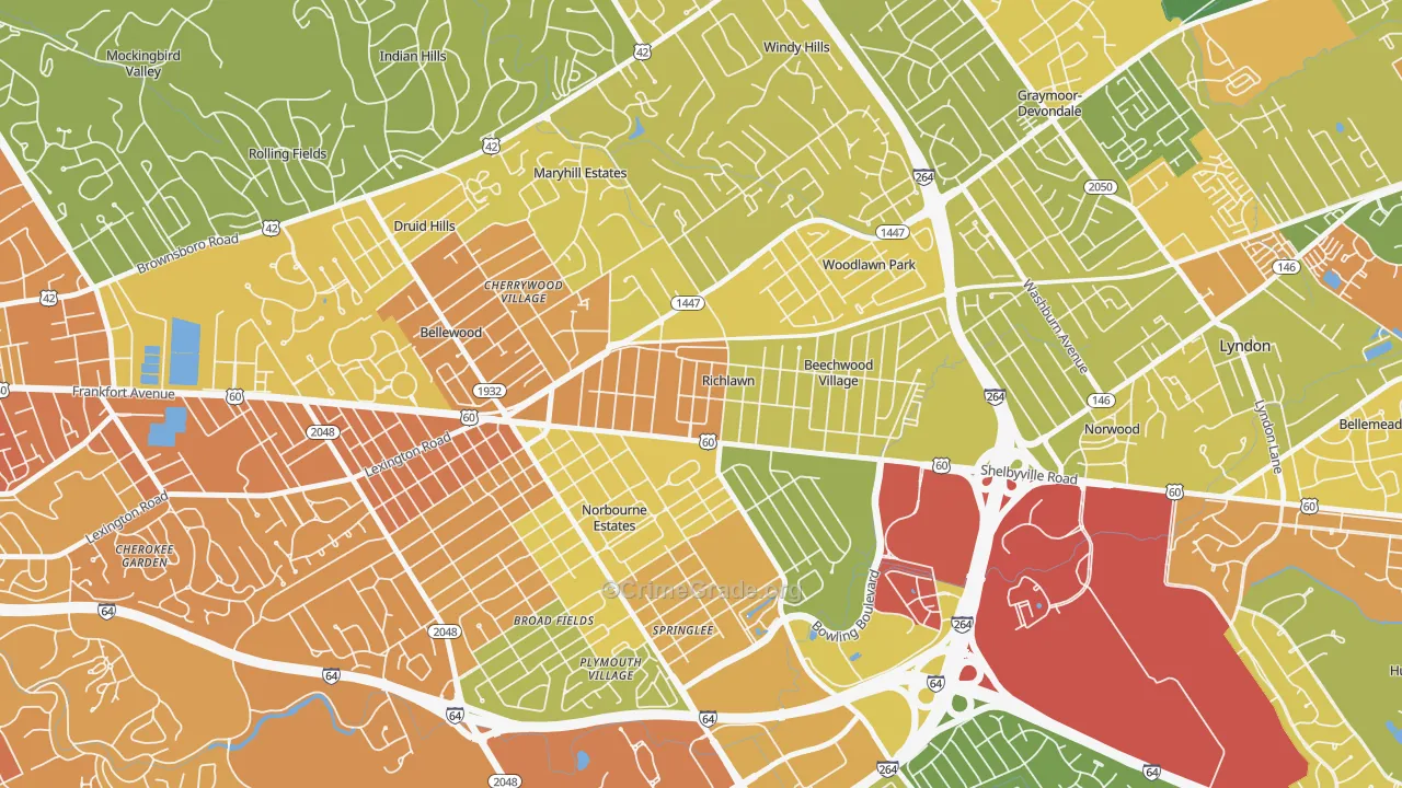 Richlawn, KY Map of Robbery Rates