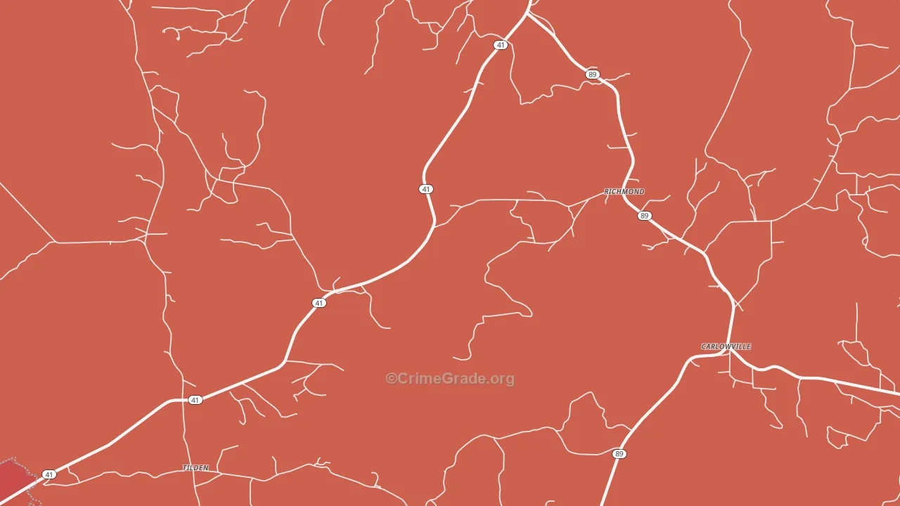 Richmond, AL Map of Robbery Rates