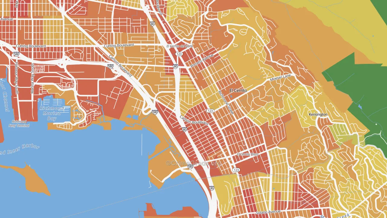 Richmond Annex, Richmond, CA Map of Robbery Rates