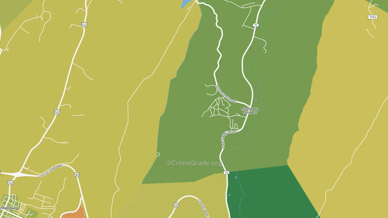 Richmond Furnace, PA Map of Robbery Rates