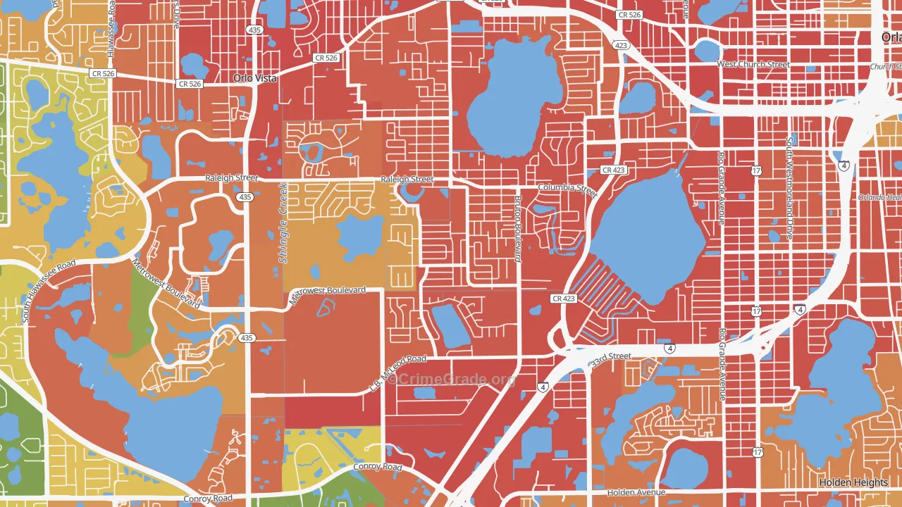 Richmond Heights-Orlando, Orlando, FL Map of Robbery Rates