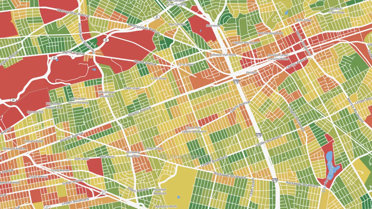 Richmond Hill, Queens, NY Map of Robbery Rates