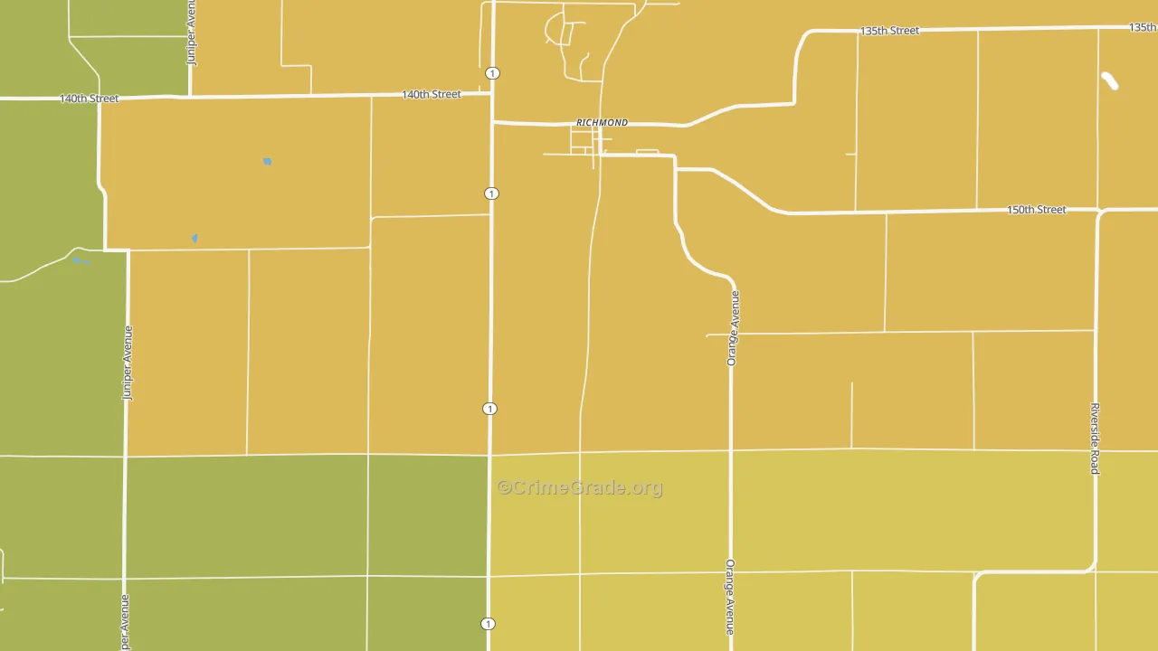 Richmond, IA Map of Robbery Rates