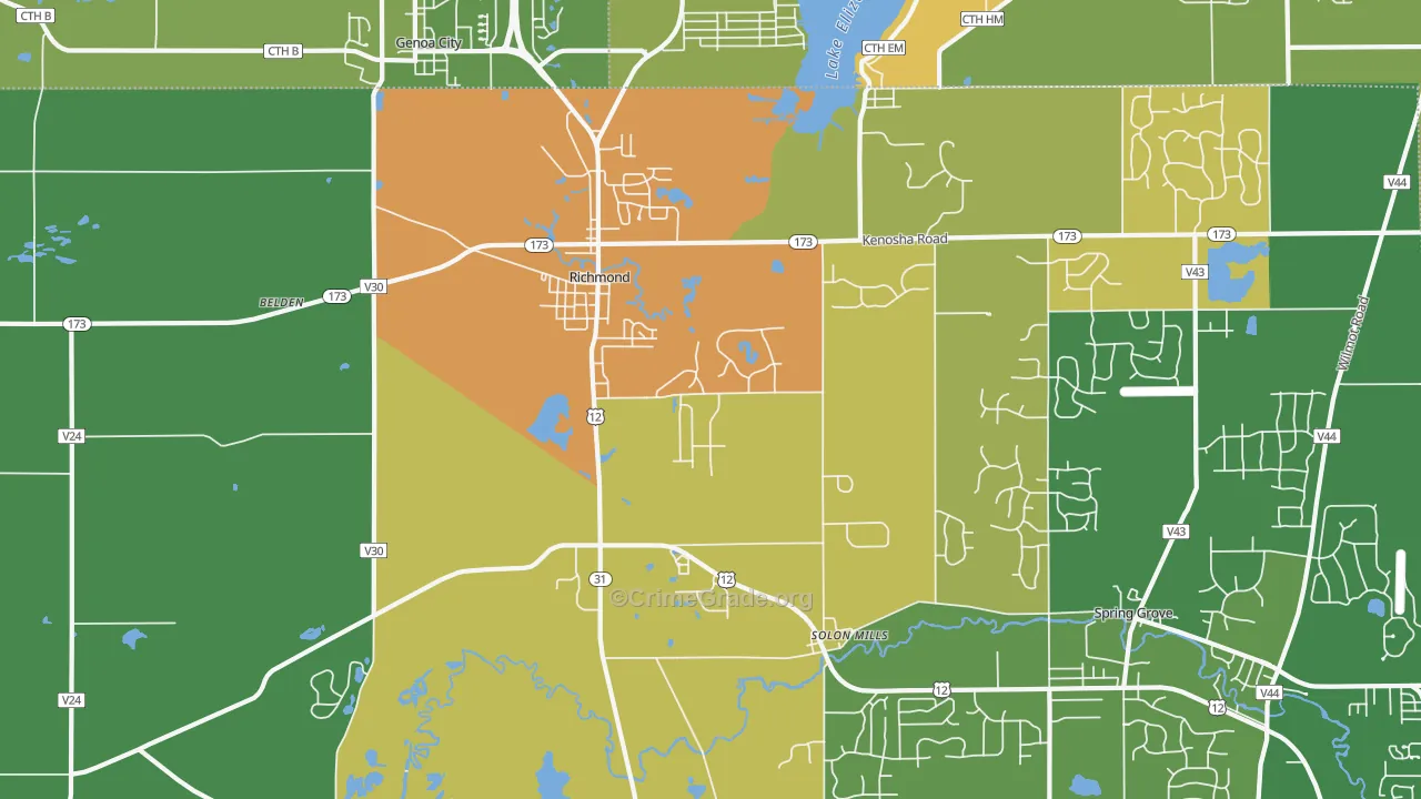 Richmond, IL Map of Robbery Rates
