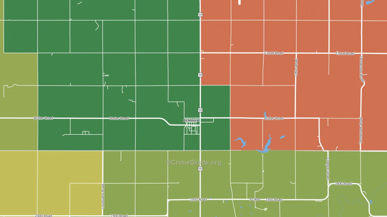 Richmond, KS Map of Robbery Rates