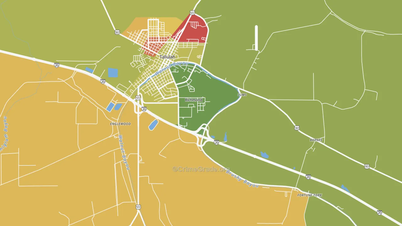 Richmond, LA Map of Robbery Rates