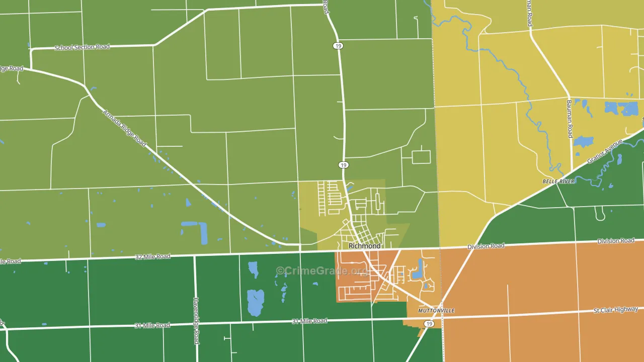 Richmond, MI Map of Robbery Rates