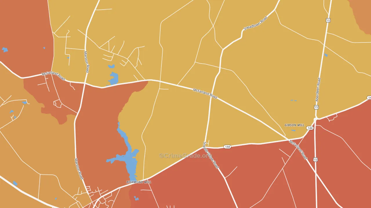 Richmond Mills, NC Map of Robbery Rates