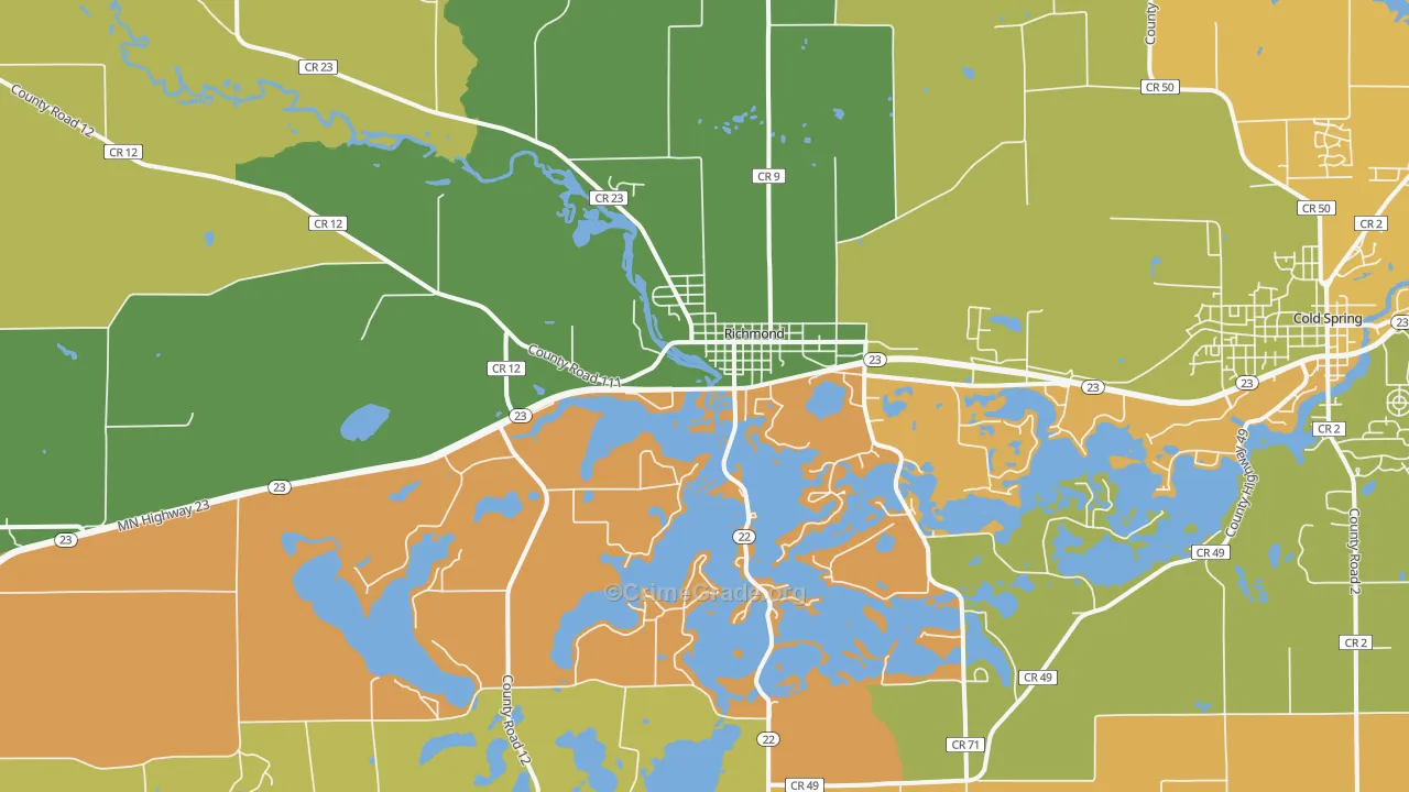 Richmond, MN Map of Robbery Rates