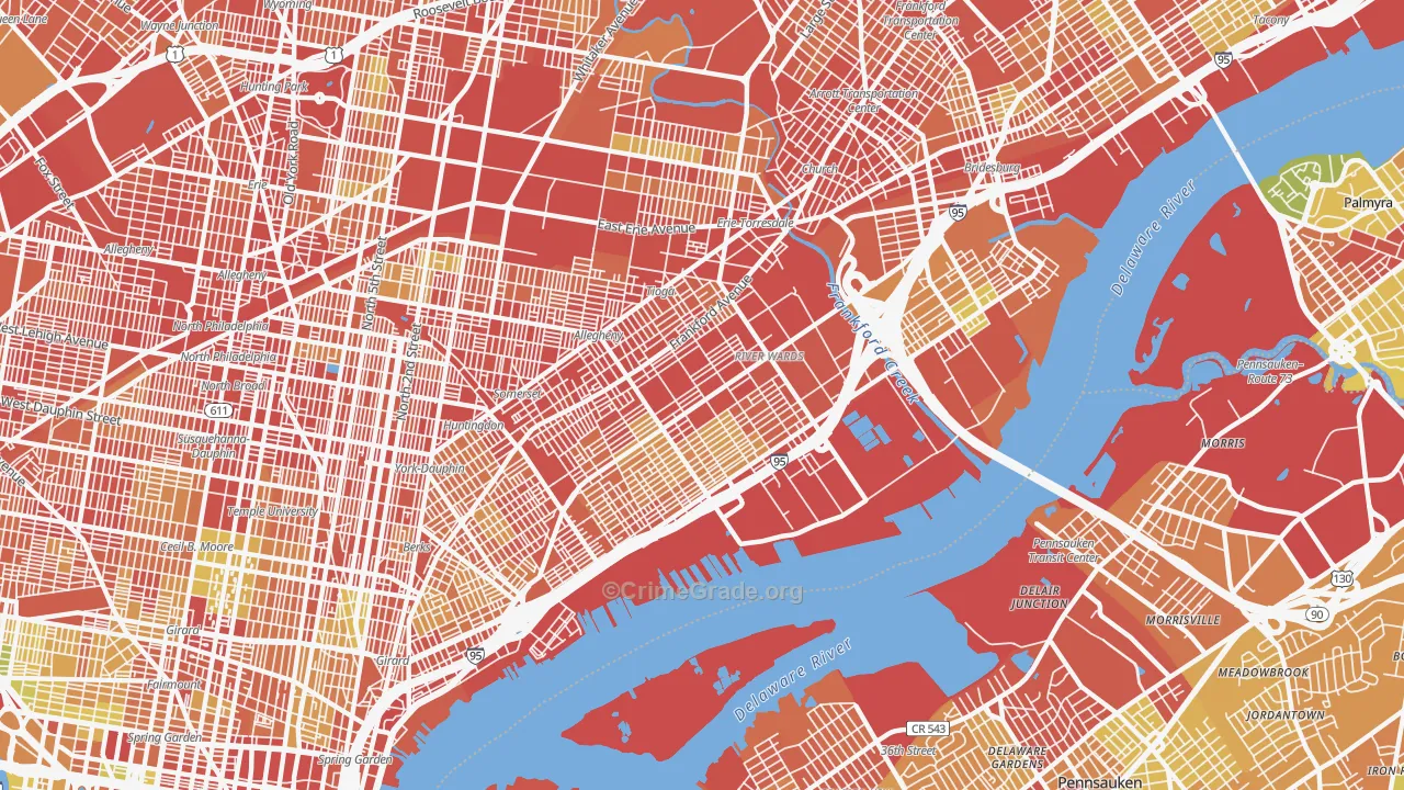 Richmond, Philadelphia, PA Map of Robbery Rates