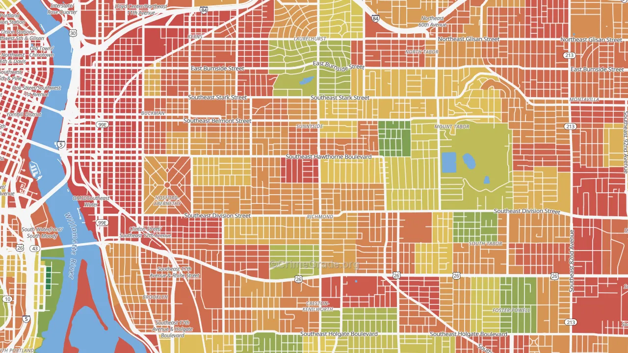 Richmond, Portland, OR Map of Robbery Rates
