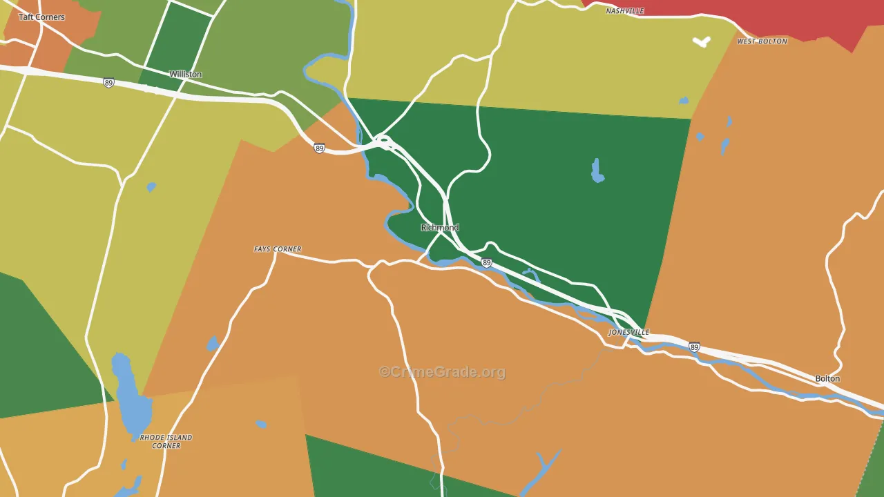 Richmond, VT Map of Robbery Rates