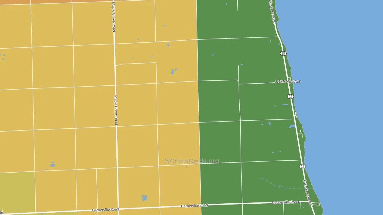 Richmondville, MI Map of Robbery Rates