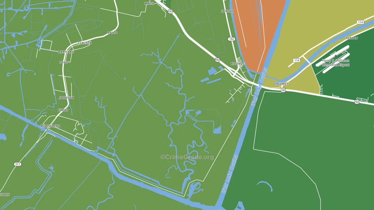 Richohoc, LA Map of Robbery Rates