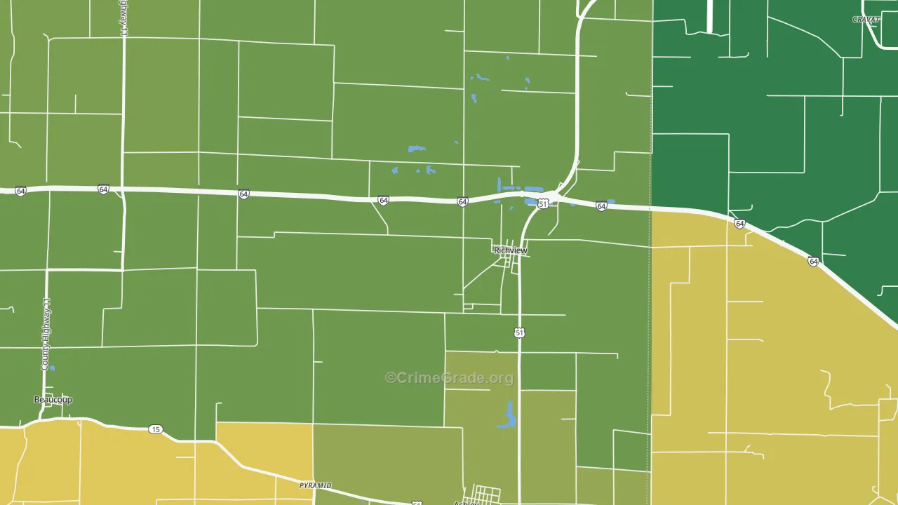 Richview, IL Map of Robbery Rates