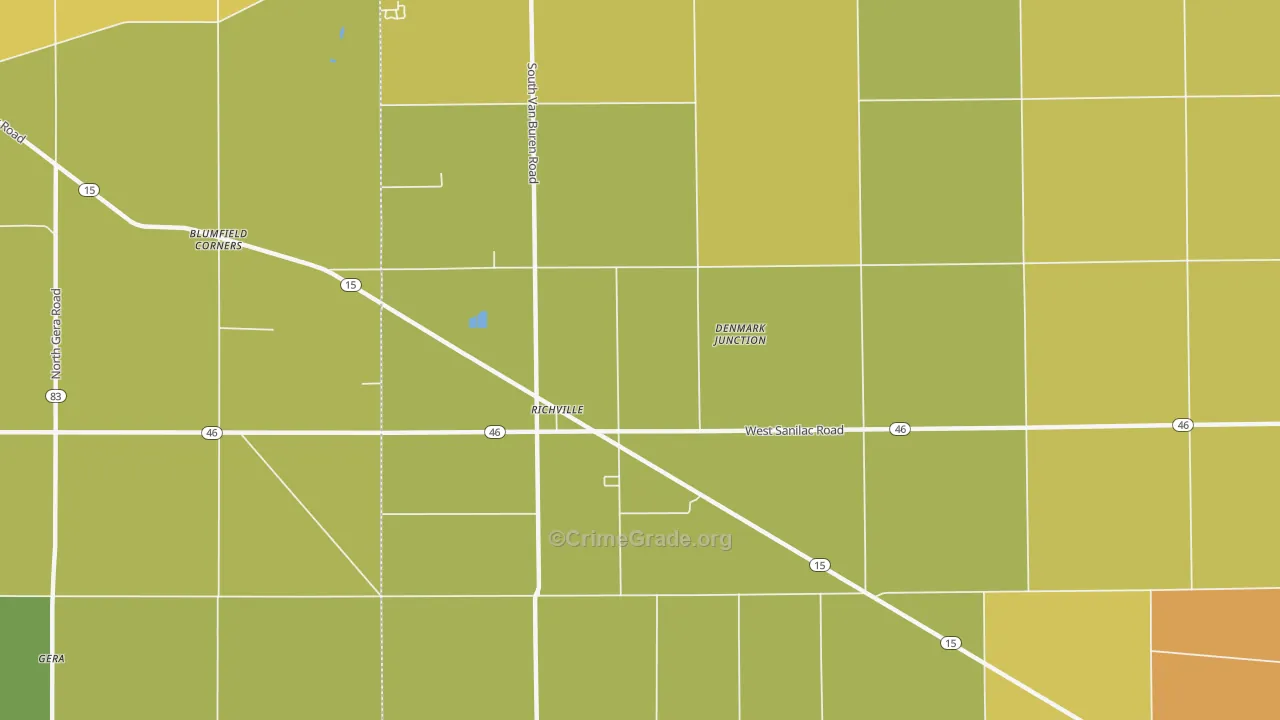 Richville, MI Map of Robbery Rates