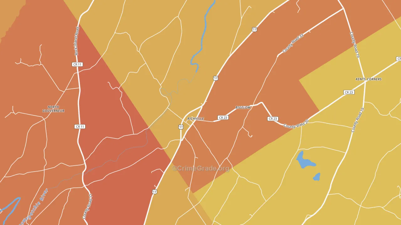 Richville, NY Map of Robbery Rates