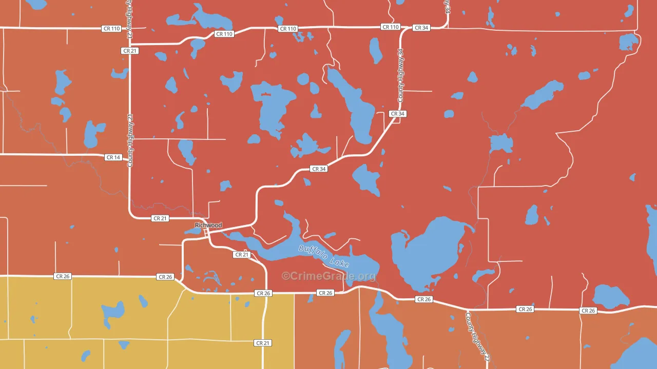 Richwood, MN Map of Robbery Rates