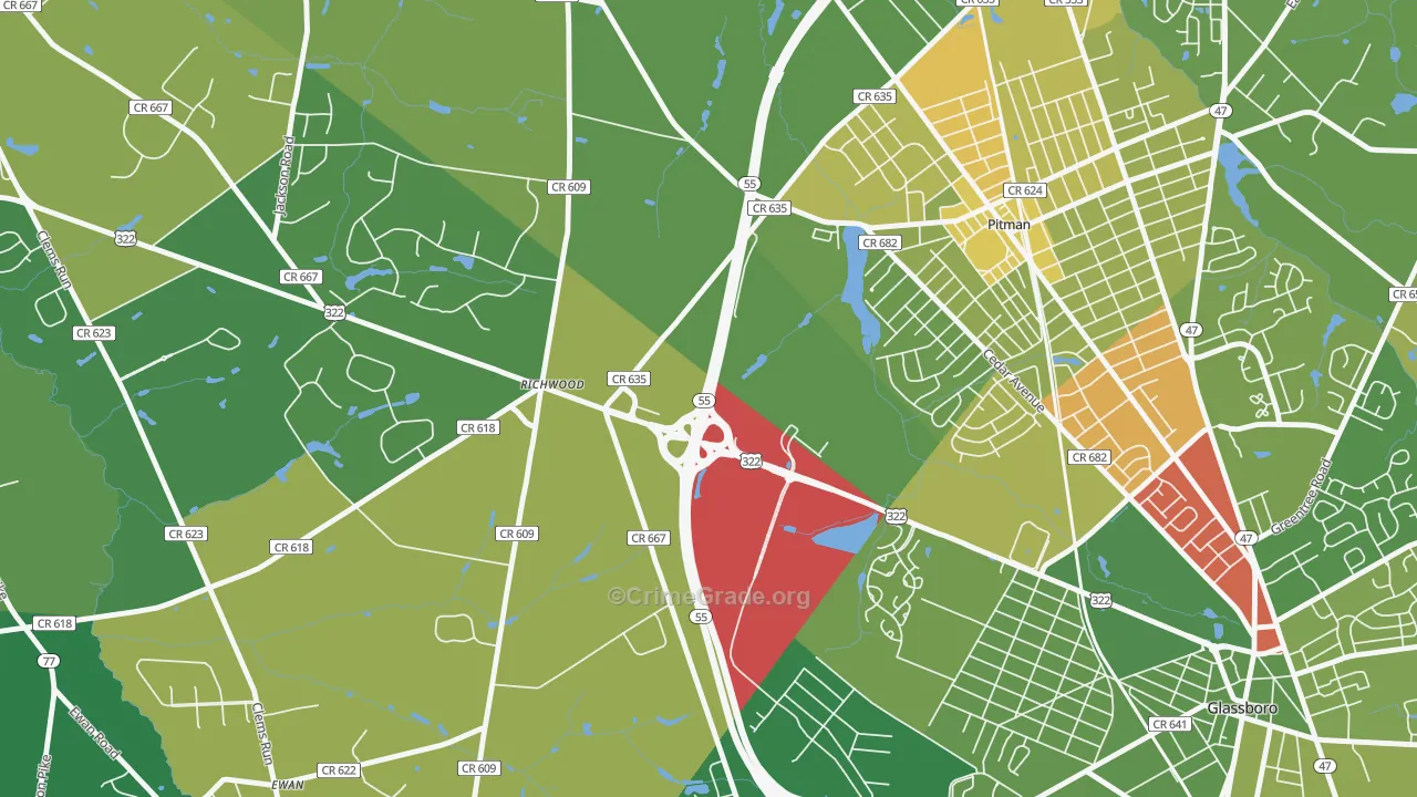 Richwood, NJ Map of Robbery Rates