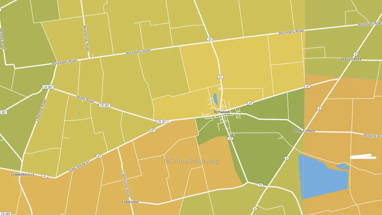 Richwood, OH Map of Robbery Rates