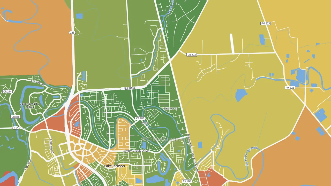 Richwood, TX Map of Robbery Rates