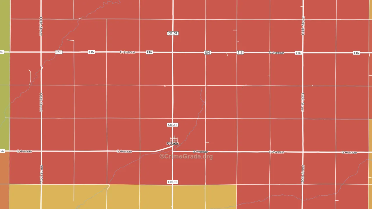 Ricketts, IA Map of Robbery Rates