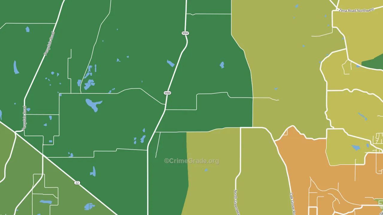 Rickreall, OR Map of Robbery Rates