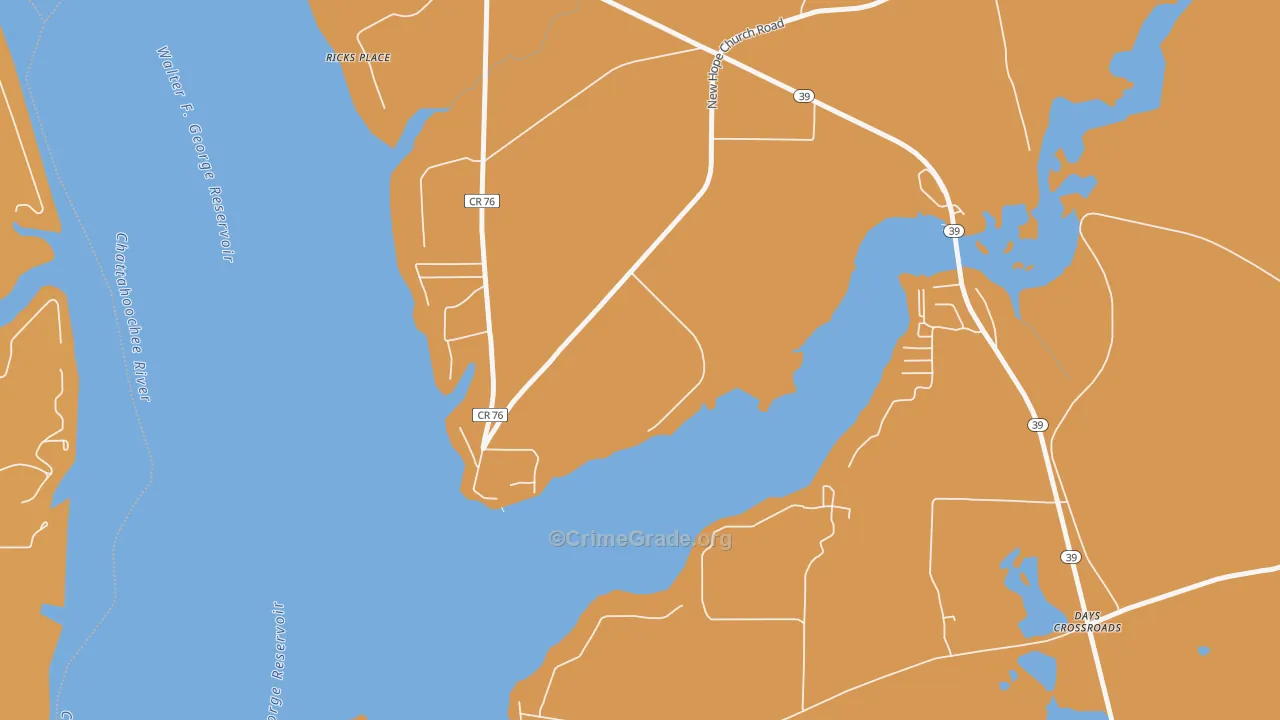 Ricks Place, GA Map of Robbery Rates
