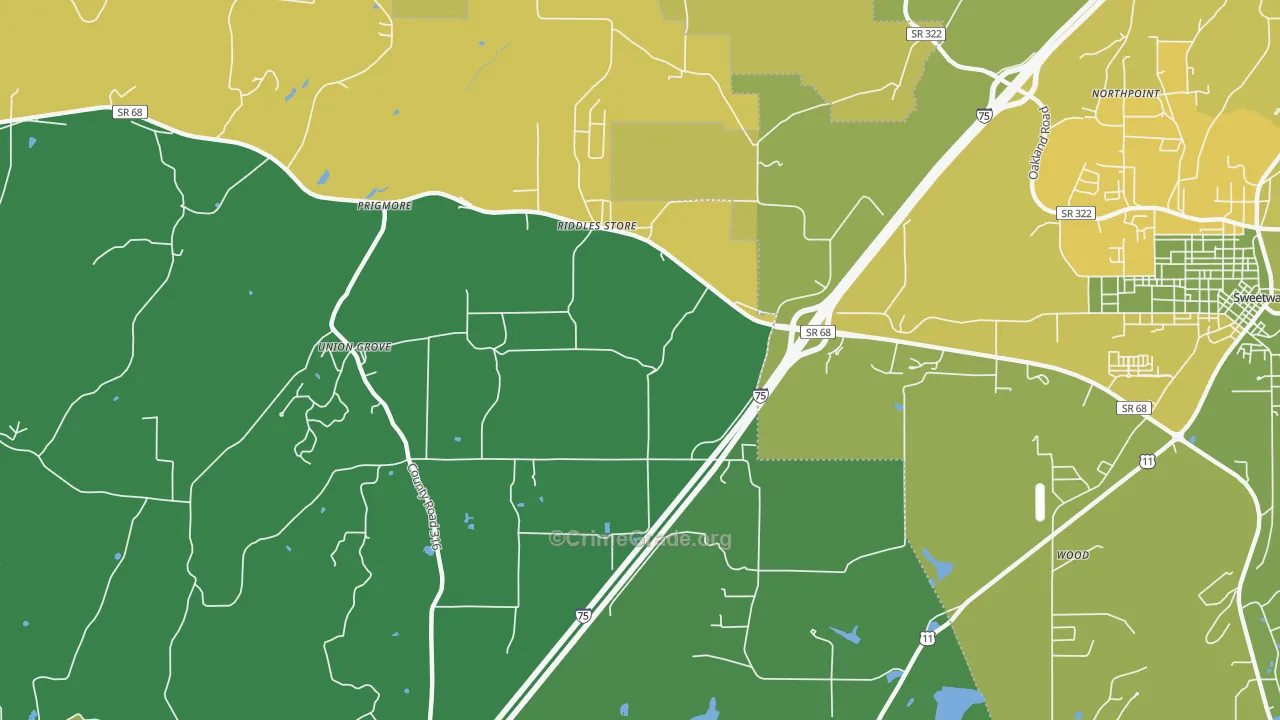 Riddles Store, TN Map of Robbery Rates