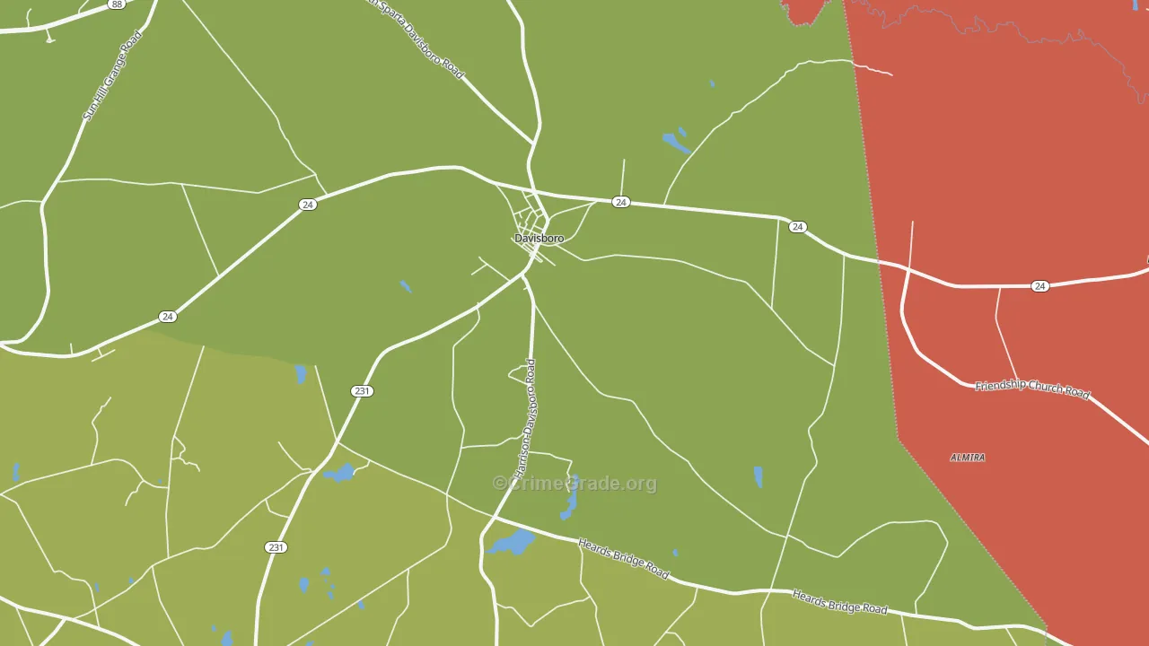 Riddleville, GA Map of Robbery Rates