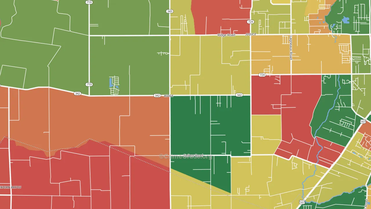 Ridge, LA Map of Robbery Rates