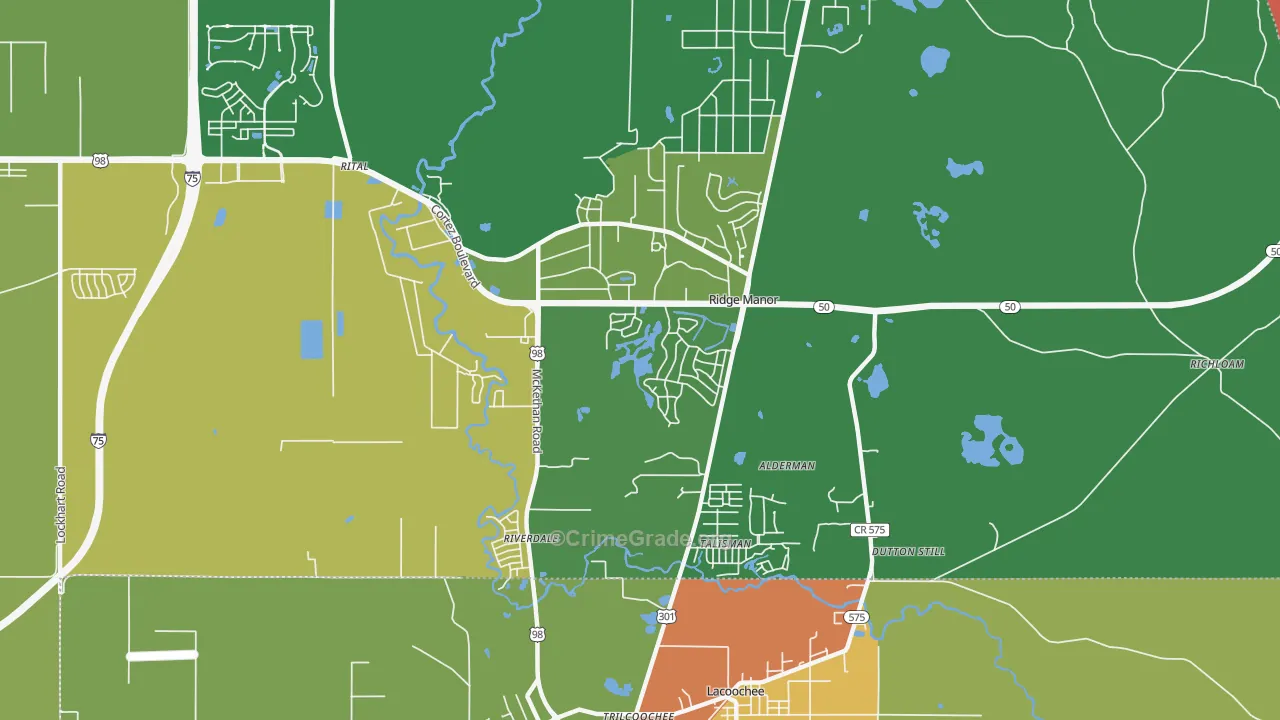 Ridge Manor, FL Map of Robbery Rates
