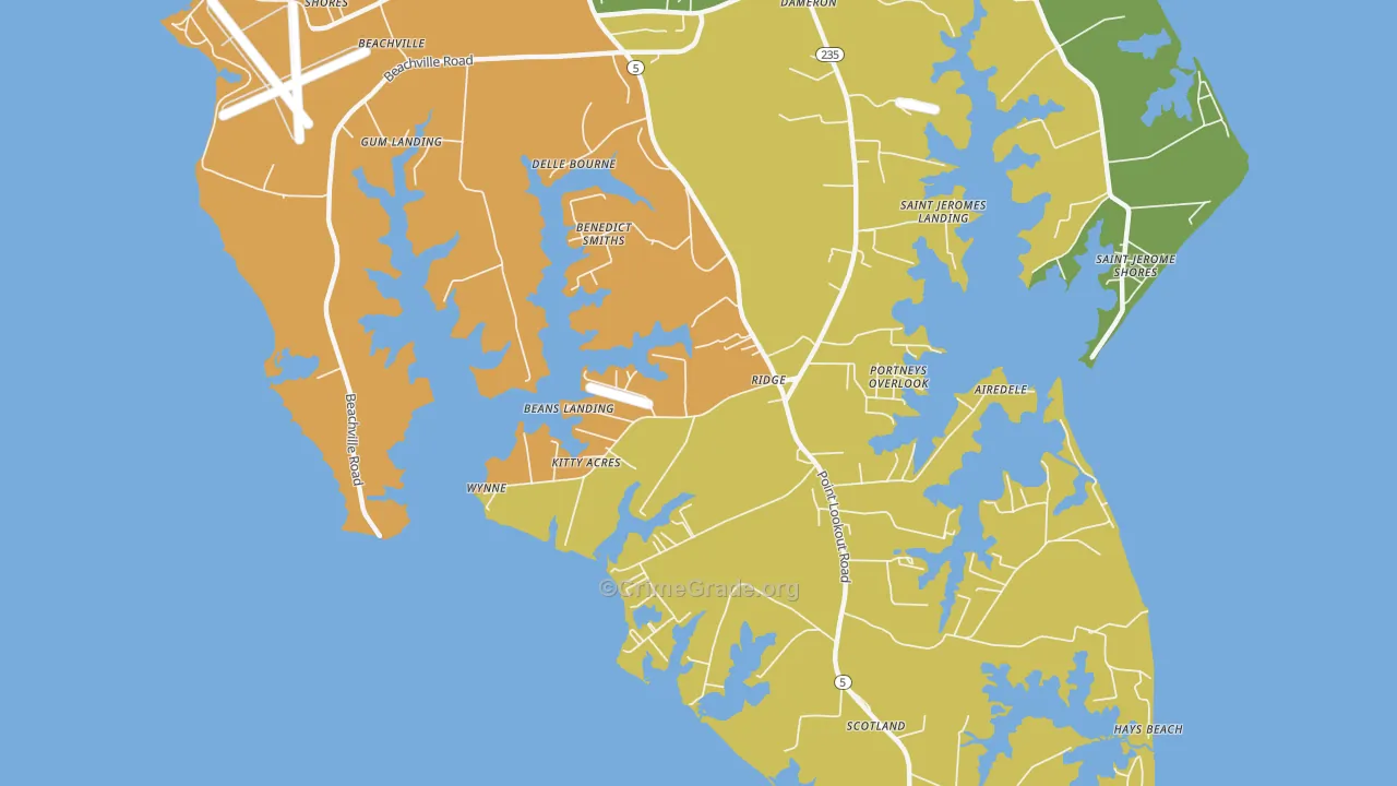 Ridge, MD Map of Robbery Rates
