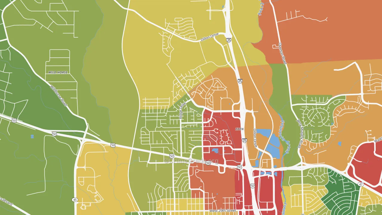 Ridge, Pueblo, CO Map of Robbery Rates