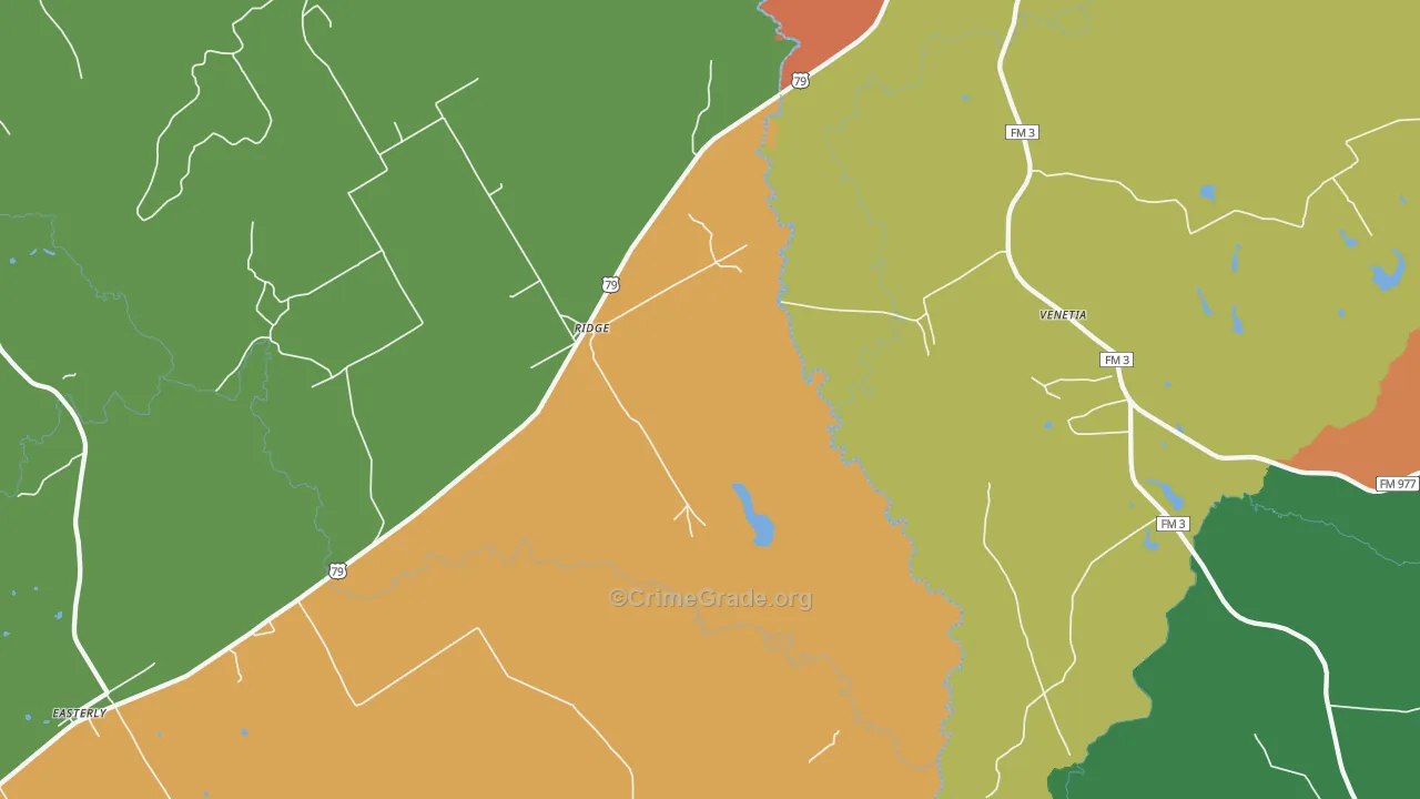 Ridge, TX Map of Robbery Rates