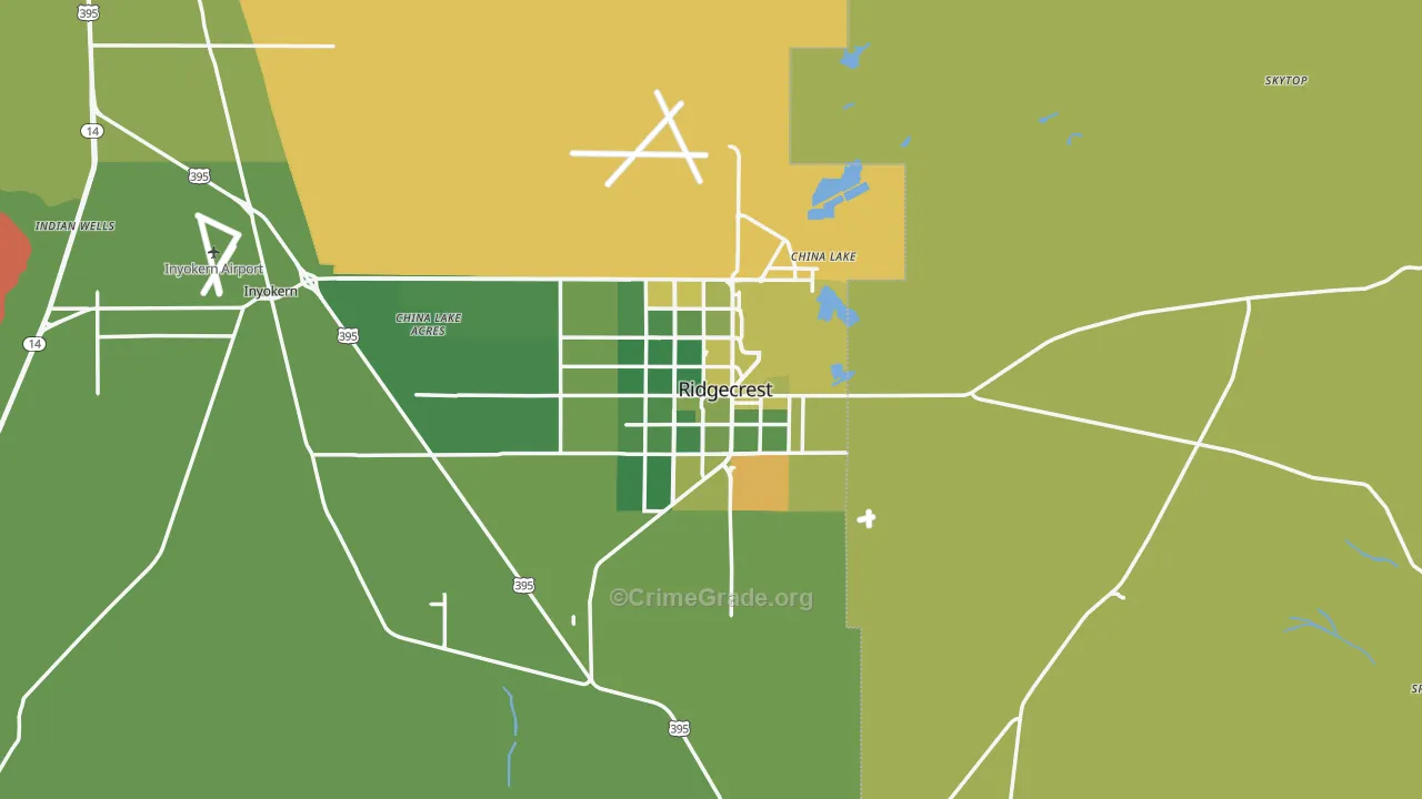 Ridgecrest, CA Map of Robbery Rates