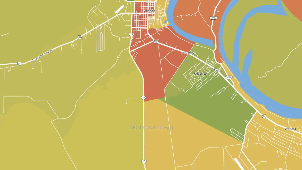 Ridgecrest, LA Map of Robbery Rates