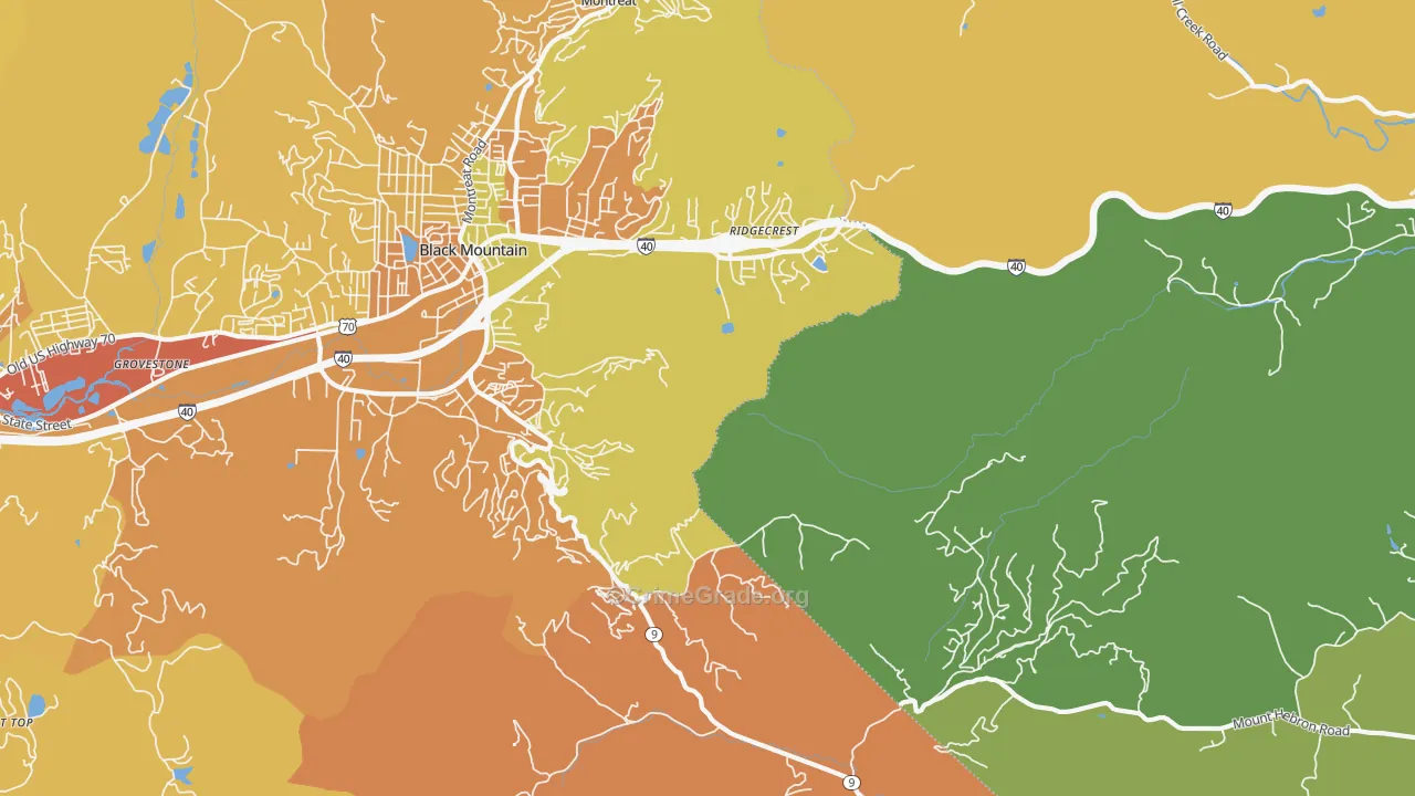 Ridgecrest, NC Map of Robbery Rates