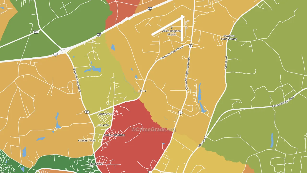 Ridgecrest, SC Map of Robbery Rates