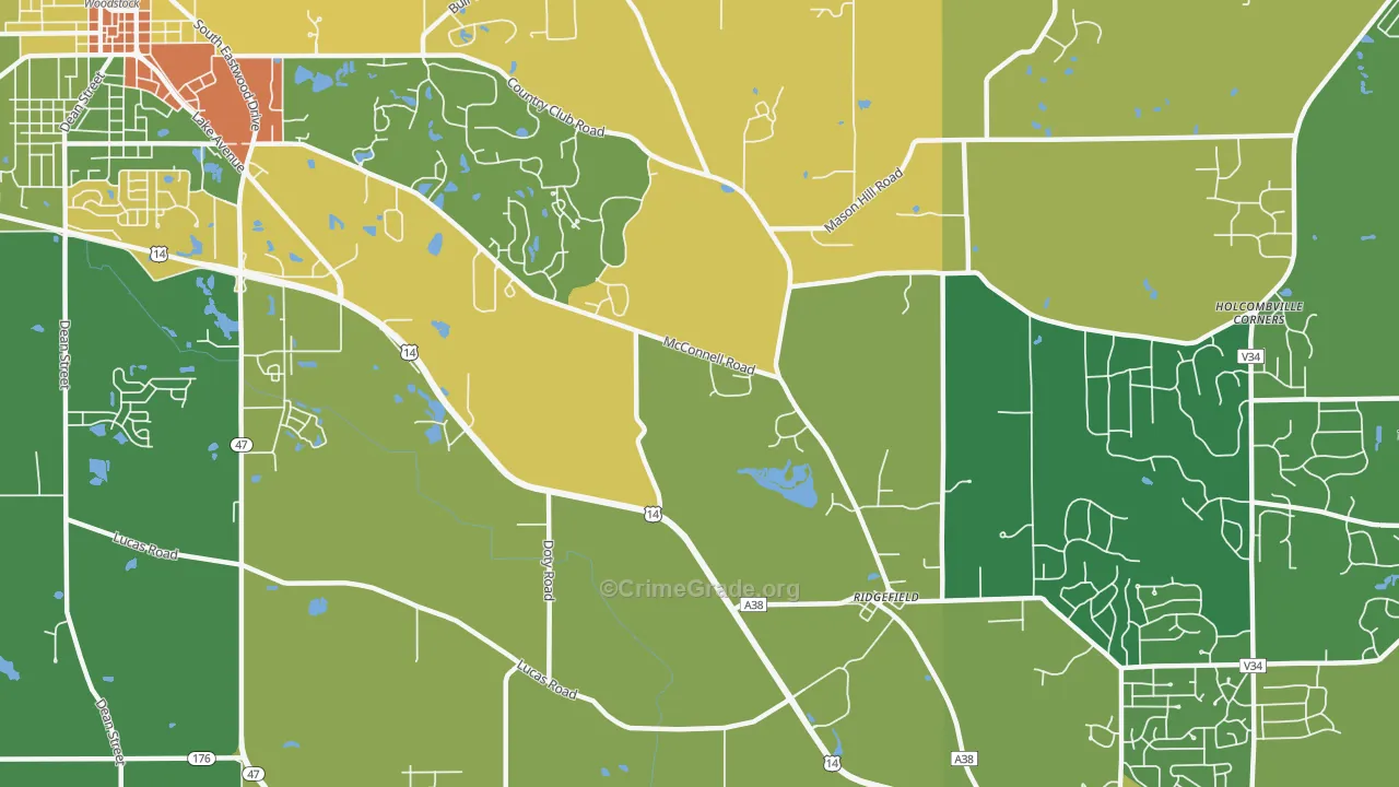 Ridgefield, IL Map of Robbery Rates