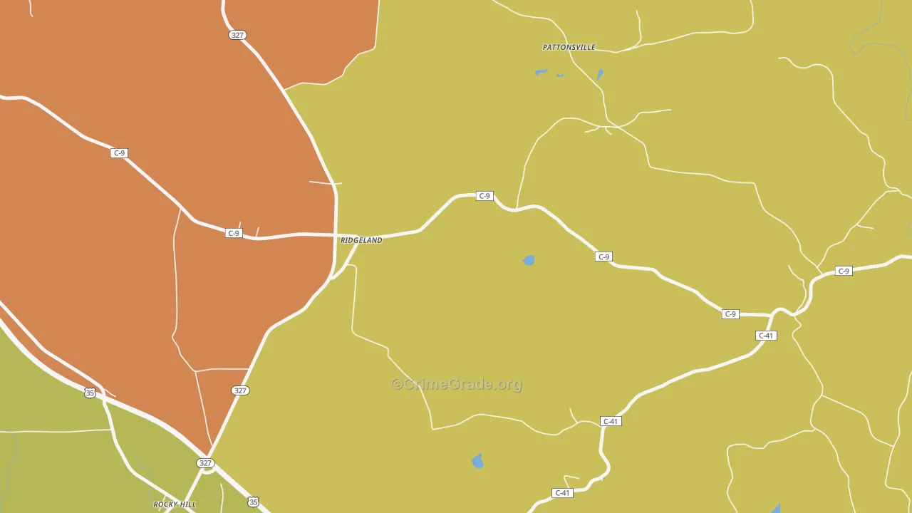 Ridgeland, OH Map of Robbery Rates