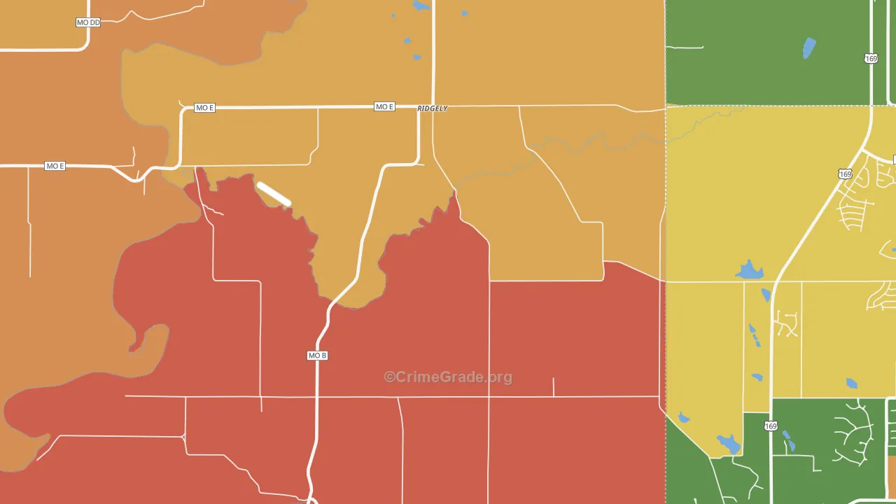 Ridgely, MO Map of Robbery Rates